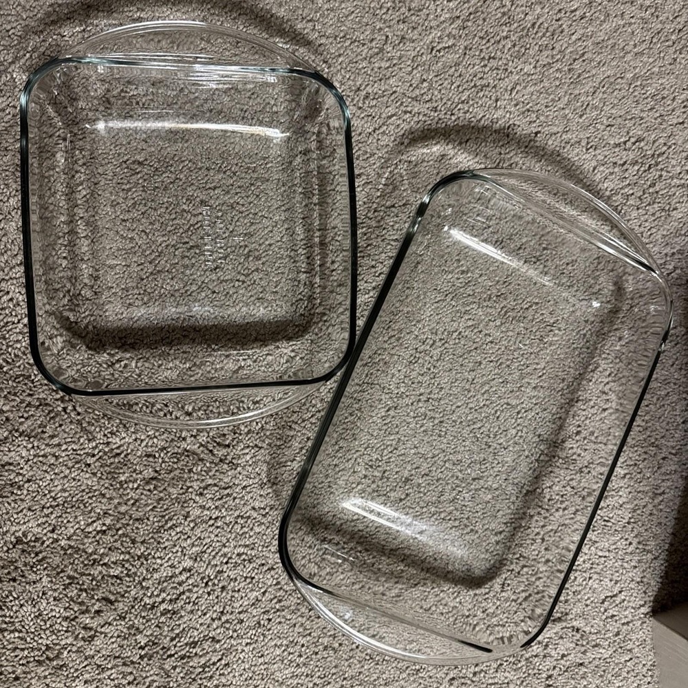 2 VINTAGE ANCHOR HOCKING Baking Dishes 2 QT And 3 QT, Clear Glass Stunning Match